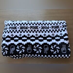 PINK Victoria's Secret Cozy White and Black Blanket